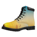 Sunrise Horizon Print Padded Collar Lace Up Boots