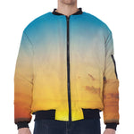 Sunrise Horizon Print Zip Sleeve Bomber Jacket