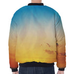 Sunrise Horizon Print Zip Sleeve Bomber Jacket