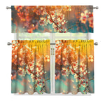 Sunrise Japanese Cherry Blossom Print 3 Piece Kitchen Curtains
