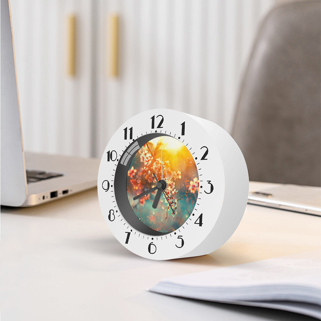 Sunrise Japanese Cherry Blossom Print Alarm Clock