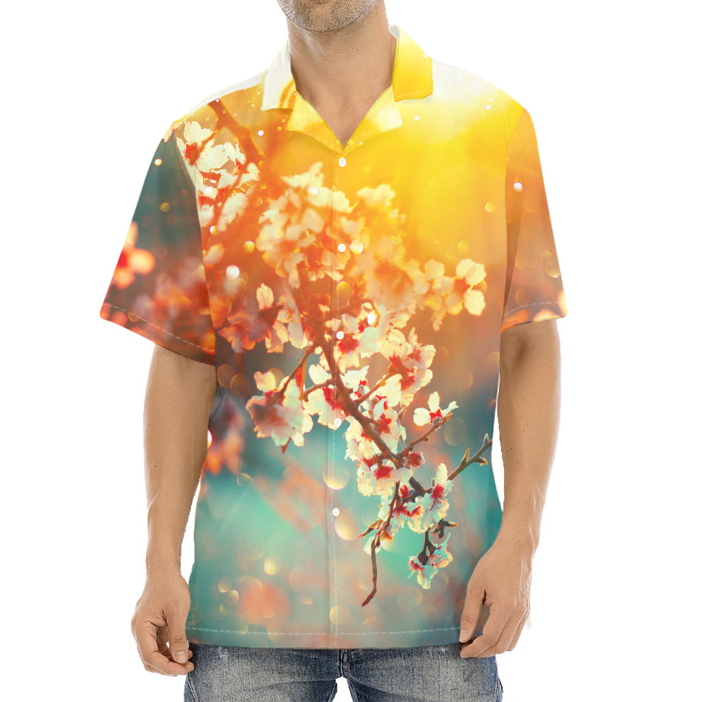 Sunrise Japanese Cherry Blossom Print Aloha Shirt