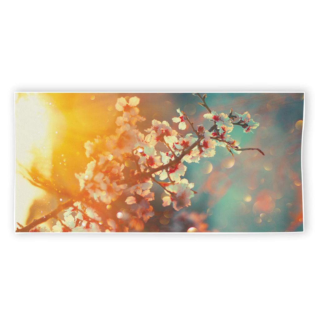 Sunrise Japanese Cherry Blossom Print Beach Towel