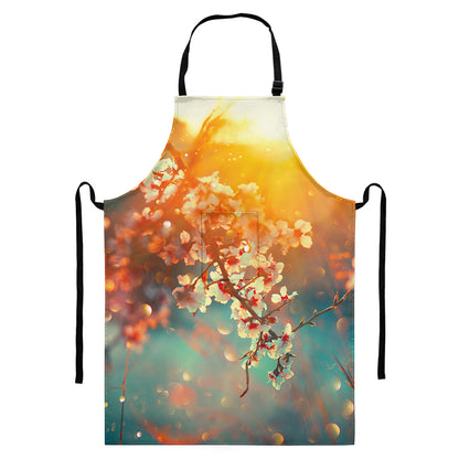 Sunrise Japanese Cherry Blossom Print Bib Apron With Pocket