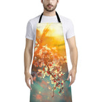 Sunrise Japanese Cherry Blossom Print Bib Apron With Pocket