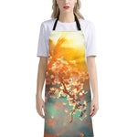 Sunrise Japanese Cherry Blossom Print Bib Apron With Pocket