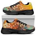 Sunrise Japanese Cherry Blossom Print Black Chunky Shoes