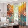 Sunrise Japanese Cherry Blossom Print Blackout Grommet Curtains