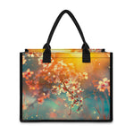Sunrise Japanese Cherry Blossom Print Canvas Tote Bag