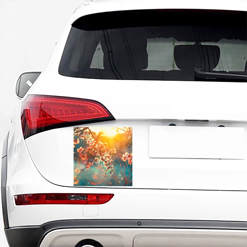 Sunrise Japanese Cherry Blossom Print Car Sticker