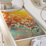 Sunrise Japanese Cherry Blossom Print Changing Pad Cover