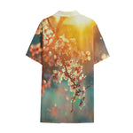 Sunrise Japanese Cherry Blossom Print Cotton Hawaiian Shirt
