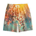 Sunrise Japanese Cherry Blossom Print Cotton Shorts
