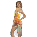 Sunrise Japanese Cherry Blossom Print Cross Back Cami Dress
