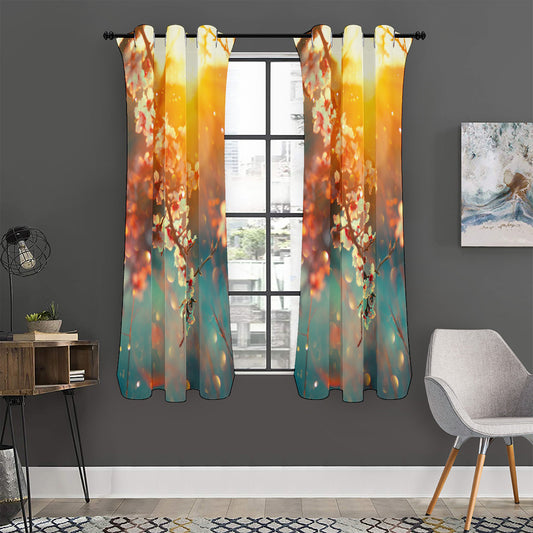Sunrise Japanese Cherry Blossom Print Curtain