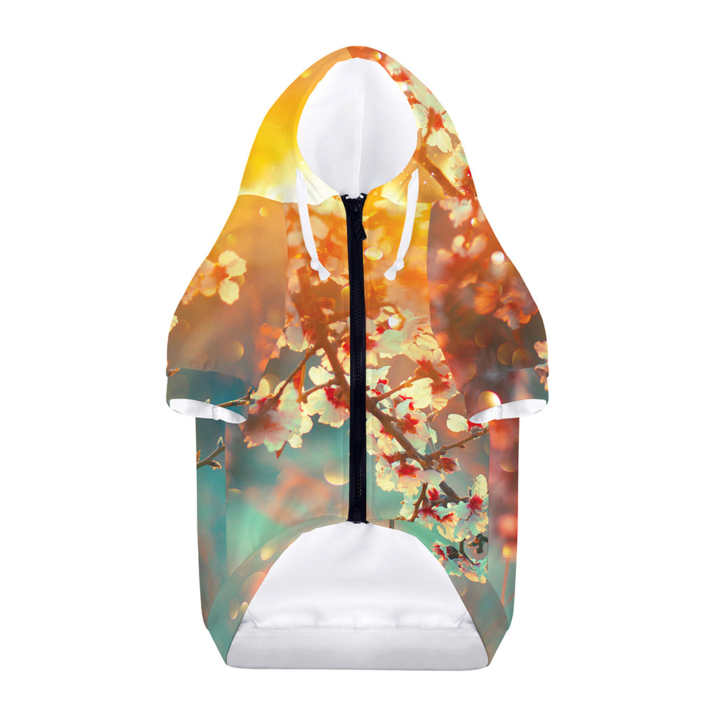 Sunrise Japanese Cherry Blossom Print Dog Zip Up Hoodie