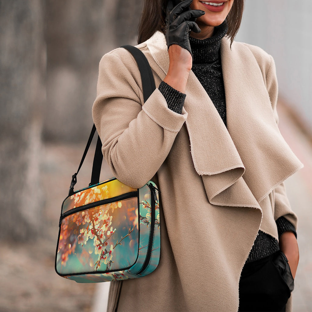 Sunrise Japanese Cherry Blossom Print Double Strap Bible Bag