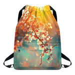 Sunrise Japanese Cherry Blossom Print Drawstring Backpack