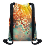 Sunrise Japanese Cherry Blossom Print Drawstring Backpack