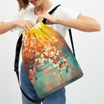 Sunrise Japanese Cherry Blossom Print Drawstring Backpack