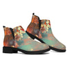 Sunrise Japanese Cherry Blossom Print Flat Ankle Boots