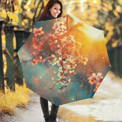 Sunrise Japanese Cherry Blossom Print Foldable Umbrella