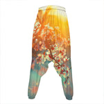 Sunrise Japanese Cherry Blossom Print Hammer Pants