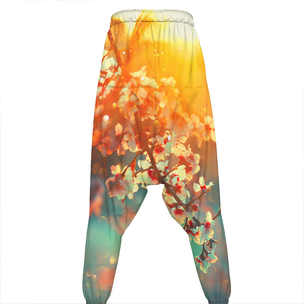 Sunrise Japanese Cherry Blossom Print Hammer Pants