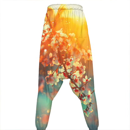 Sunrise Japanese Cherry Blossom Print Hammer Pants