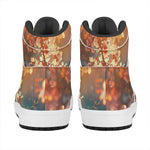 Sunrise Japanese Cherry Blossom Print High Top Leather Sneakers