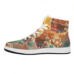 Sunrise Japanese Cherry Blossom Print High Top Leather Sneakers