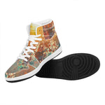 Sunrise Japanese Cherry Blossom Print High Top Leather Sneakers