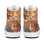 Sunrise Japanese Cherry Blossom Print High Top Leather Sneakers