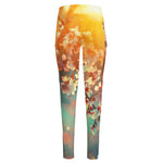 Sunrise Japanese Cherry Blossom Print High-Waisted Pocket Leggings