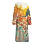 Sunrise Japanese Cherry Blossom Print Hooded Bathrobe