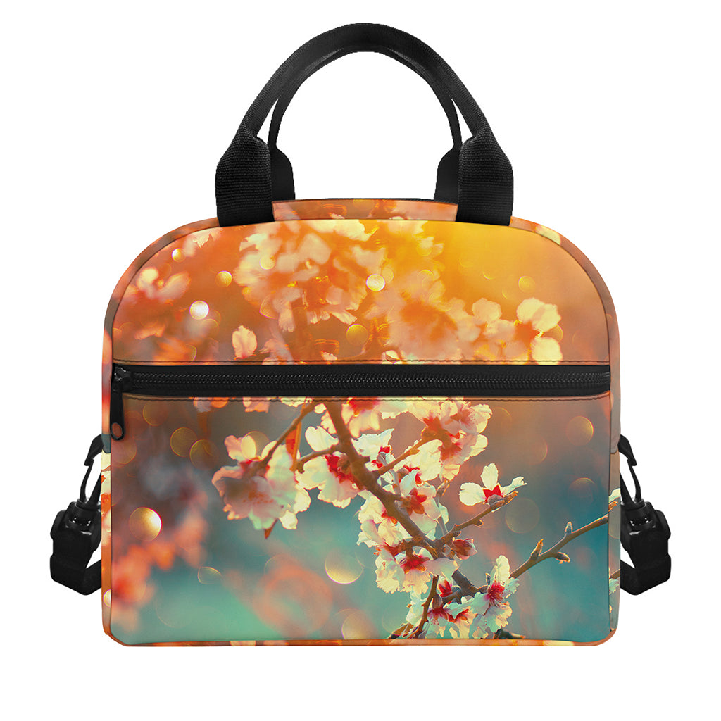 Sunrise Japanese Cherry Blossom Print Insulated Lunch Bag