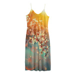 Sunrise Japanese Cherry Blossom Print Jersey Midi Cami Dress