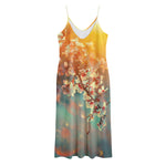 Sunrise Japanese Cherry Blossom Print Jersey Midi Cami Dress