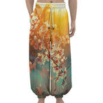 Sunrise Japanese Cherry Blossom Print Lantern Pants