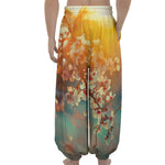 Sunrise Japanese Cherry Blossom Print Lantern Pants