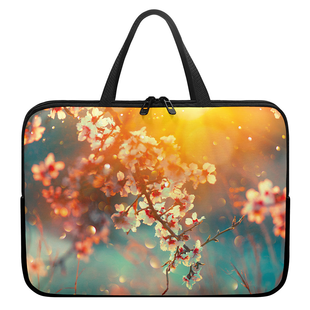 Sunrise Japanese Cherry Blossom Print Laptop Sleeve With Handle