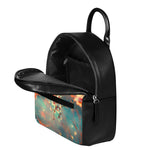 Sunrise Japanese Cherry Blossom Print Leather Backpack