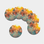 Sunrise Japanese Cherry Blossom Print Leather Coaster Set