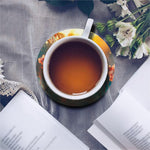 Sunrise Japanese Cherry Blossom Print Leather Coaster Set