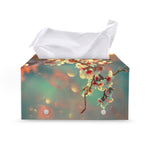 Sunrise Japanese Cherry Blossom Print Leather Tissue Box Cover