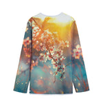 Sunrise Japanese Cherry Blossom Print Long Sleeve Short Coat