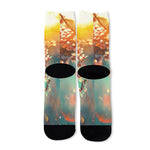 Sunrise Japanese Cherry Blossom Print Long Socks