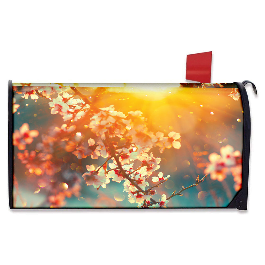 Sunrise Japanese Cherry Blossom Print Mailbox Cover