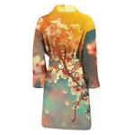 Sunrise Japanese Cherry Blossom Print Men's Bathrobe