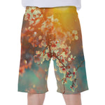 Sunrise Japanese Cherry Blossom Print Men's Beach Shorts